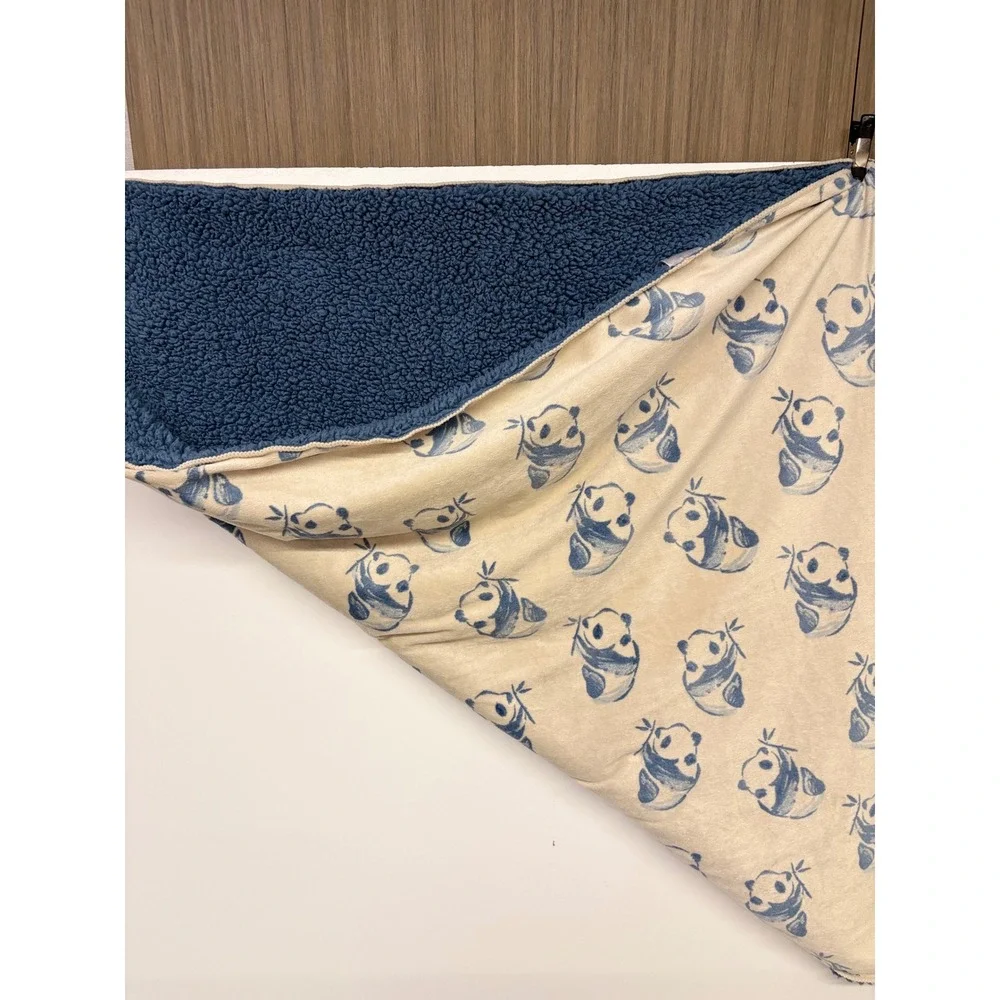 Baby Blanket Panda Sherpa Carters Blue Cream Lovey Replacement Sherpa Nursery